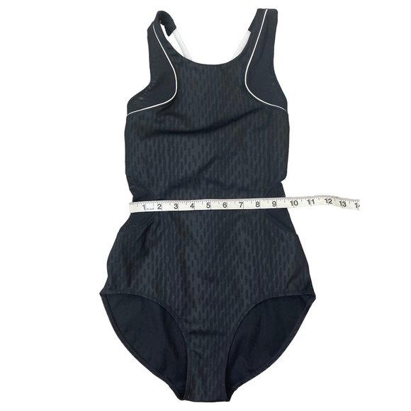 IVY PARK Mesh Panel One Piece Bodysuit Swimsuit Black White X-Back XXS NWOT $90 - Picture 9 of 13